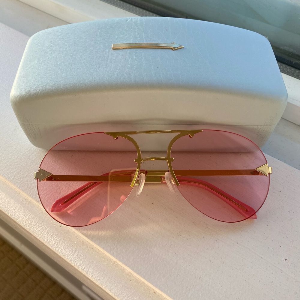 Gold and Pink Aviator Sunglasses